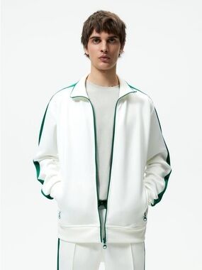 Zara White Jacket with Dark Green Trim